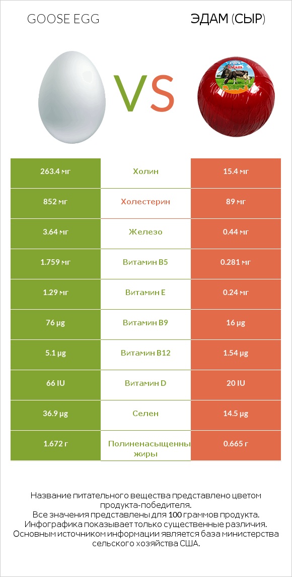 Goose egg vs Эдам (сыр) infographic