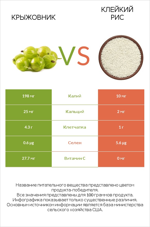 Крыжовник vs Клейкий рис infographic