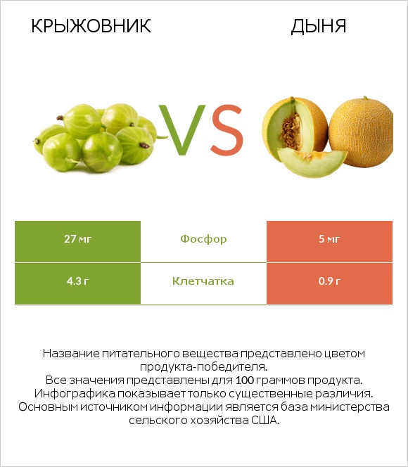 Крыжовник vs Дыня infographic