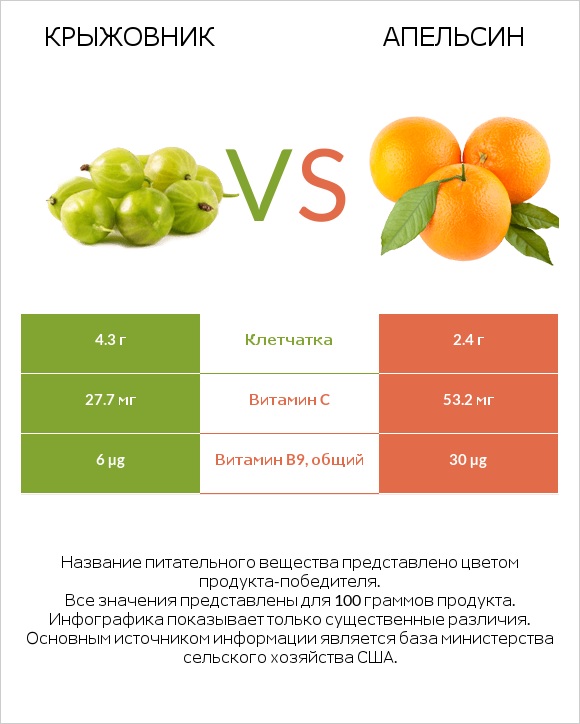 Крыжовник vs Апельсин infographic