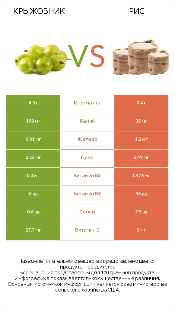 Крыжовник vs Рис infographic
