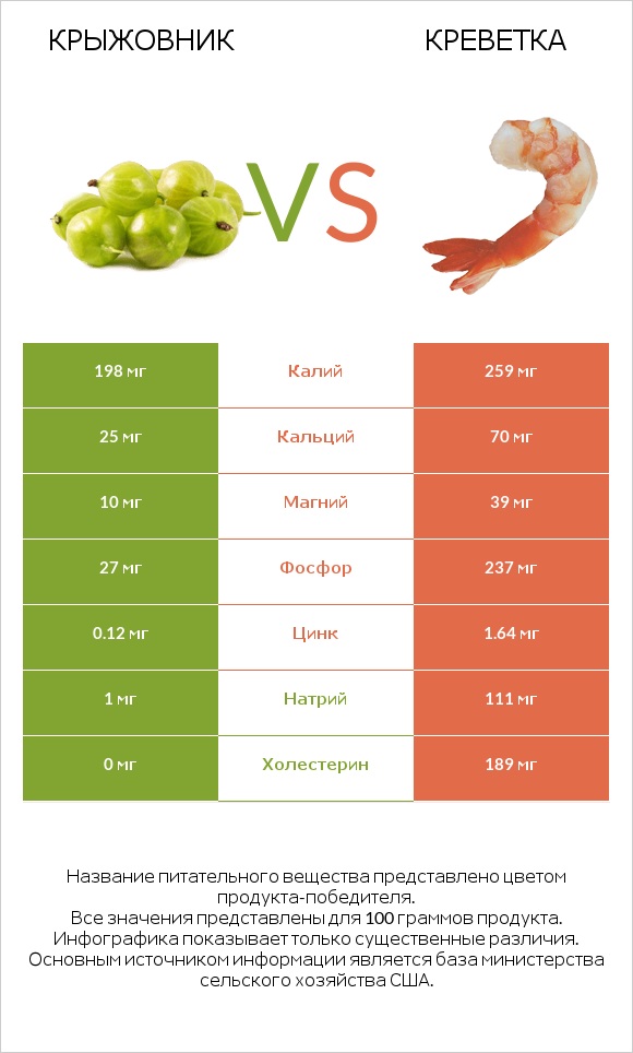 Крыжовник vs Креветка infographic