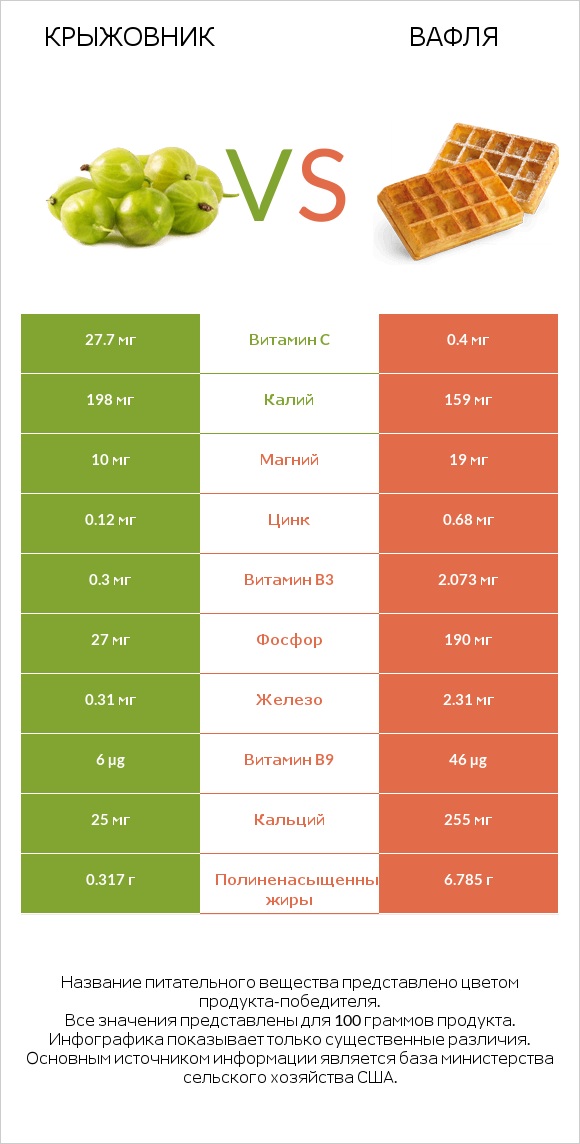 Крыжовник vs Вафля infographic