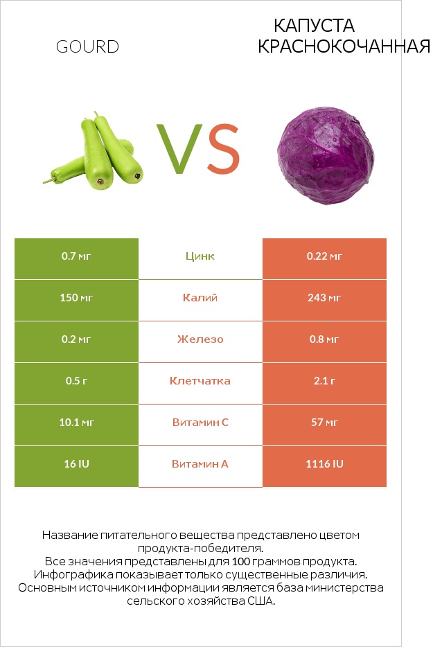 Gourd vs Капуста краснокочанная infographic