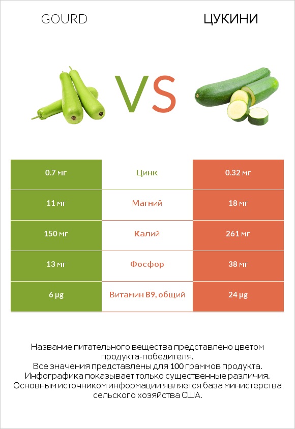 Gourd vs Цукини infographic