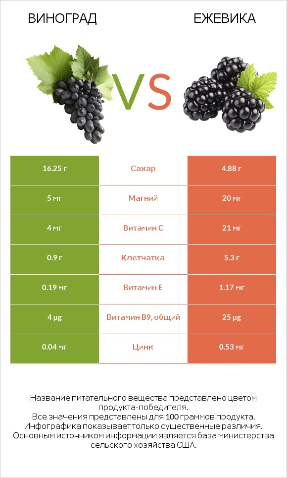 Виноград vs Ежевика infographic