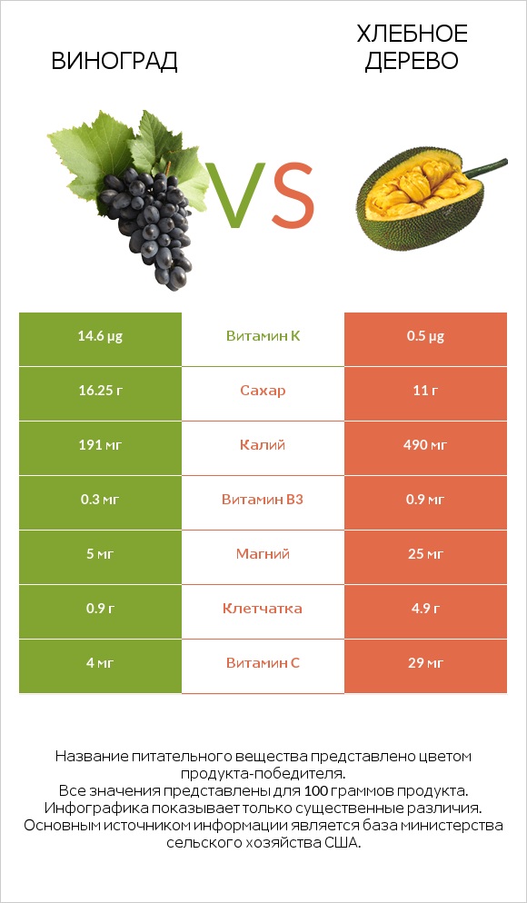 Виноград vs Хлебное дерево infographic