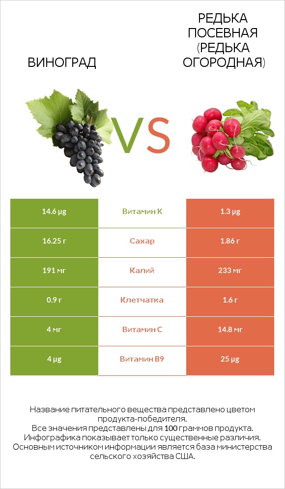 Виноград vs Редис infographic