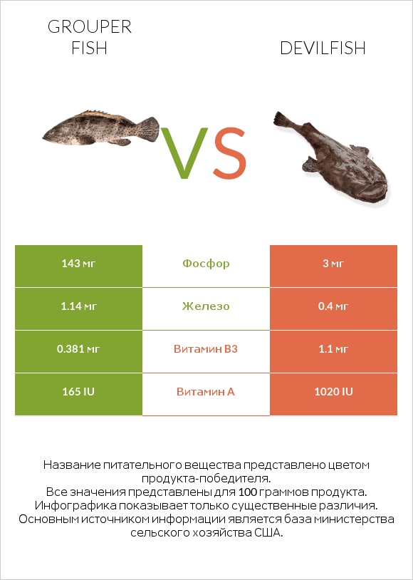 Grouper fish vs Devilfish infographic