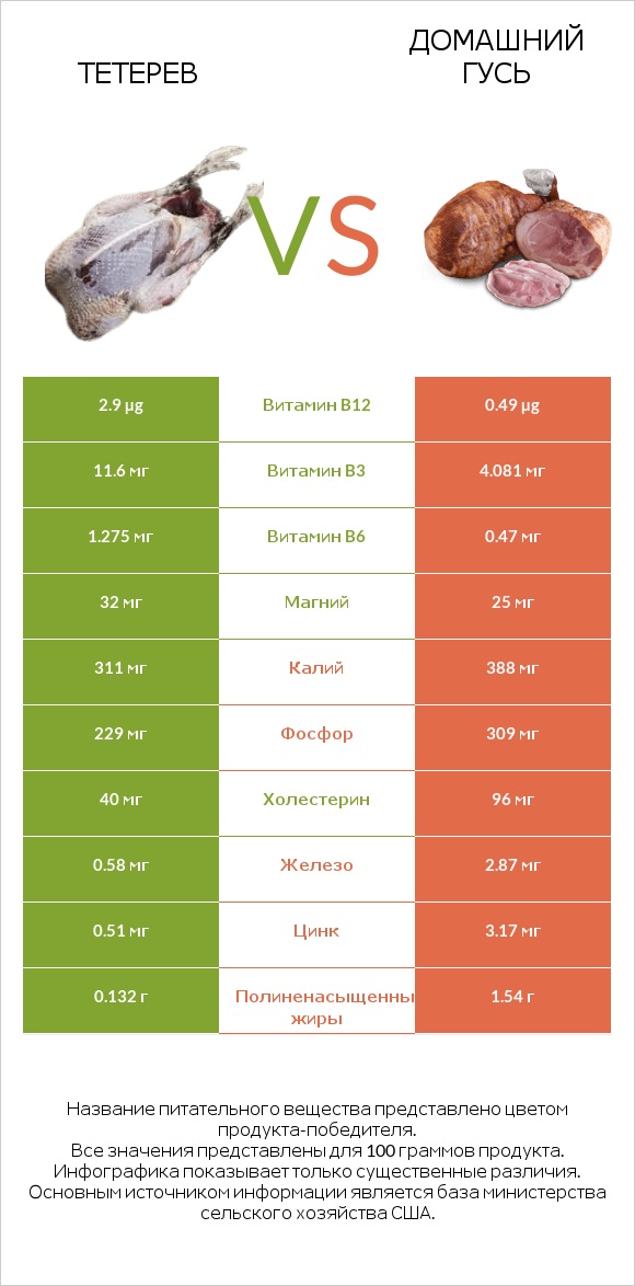 Тетерев vs Домашний гусь infographic