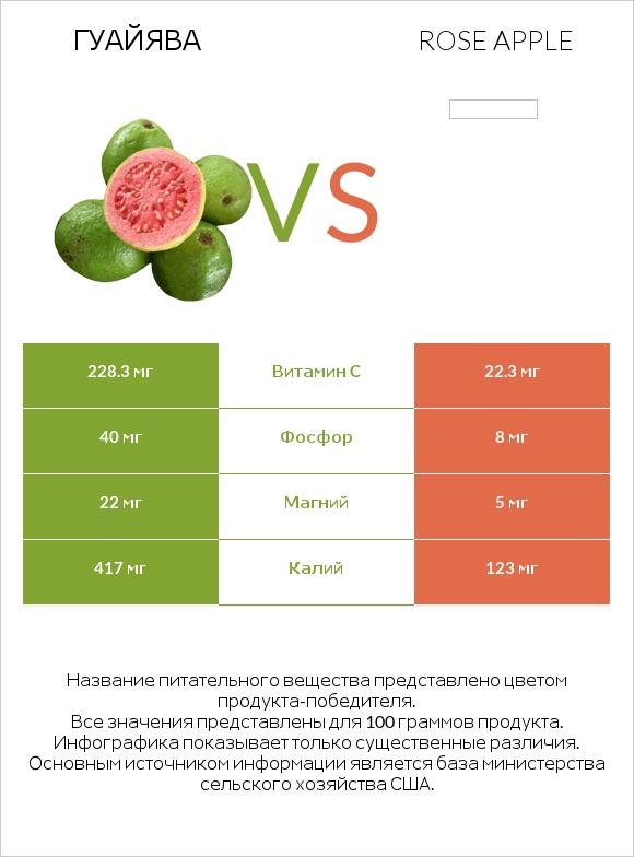 Гуайява vs Rose apple infographic