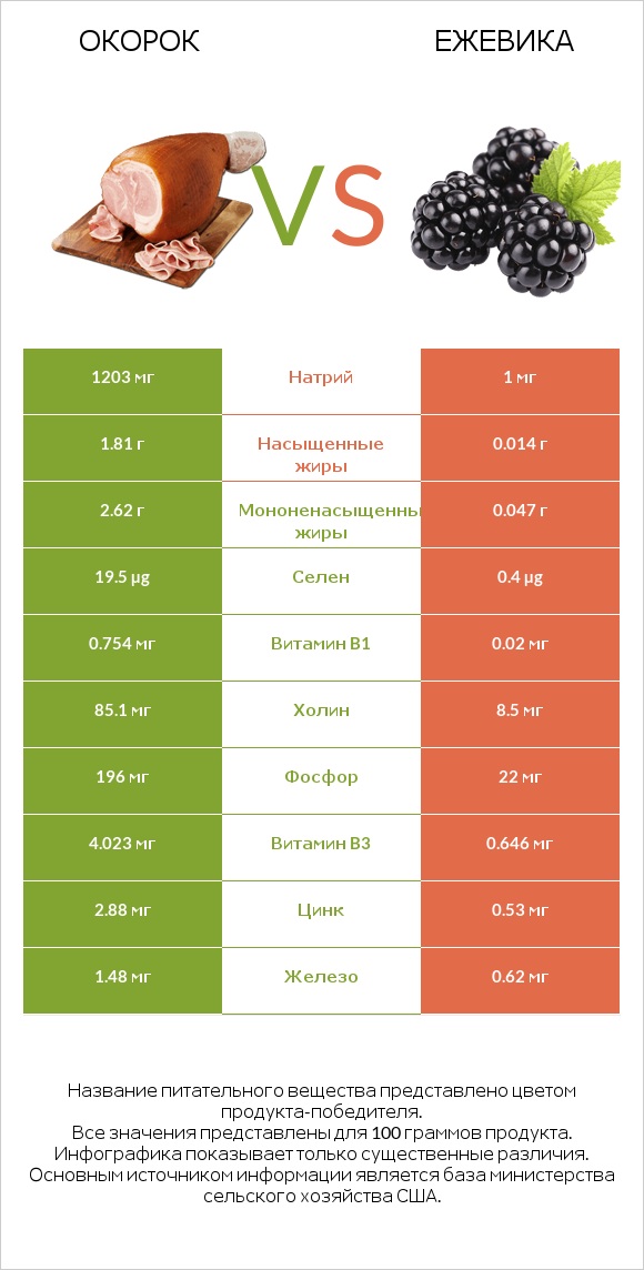 Окорок vs Ежевика infographic