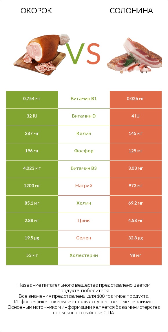 Окорок vs Солонина infographic