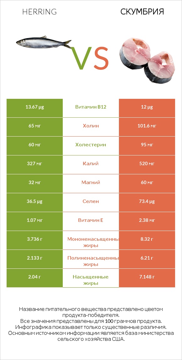 Herring vs Скумбрия infographic