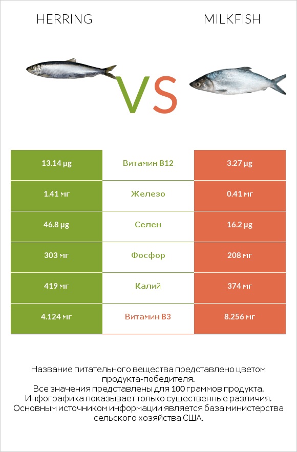 Herring vs Milkfish infographic