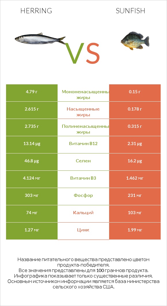 Herring vs Sunfish infographic