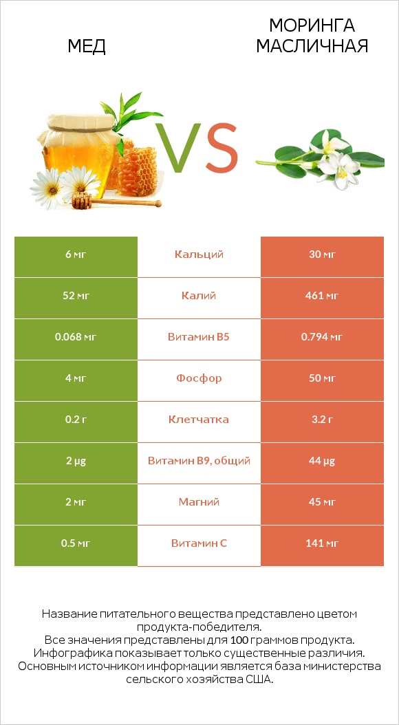 Мед vs Моринга масличная infographic