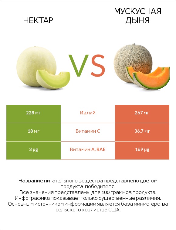 Нектар vs Мускусная дыня infographic