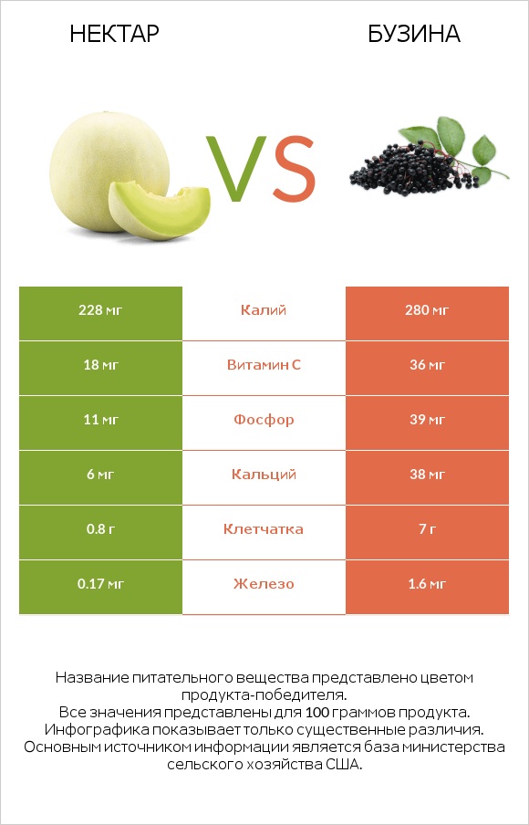 Нектар vs Бузина infographic