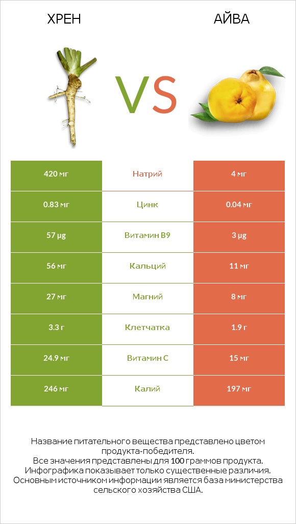 Хрен vs Айва infographic