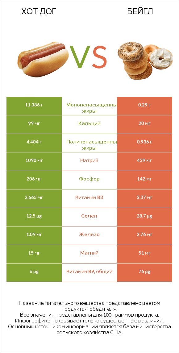 Хот-дог vs Бейгл infographic