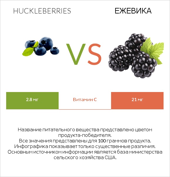 Huckleberries vs Ежевика infographic