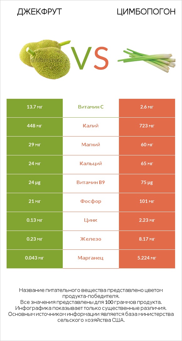 Джекфрут vs Цимбопогон infographic