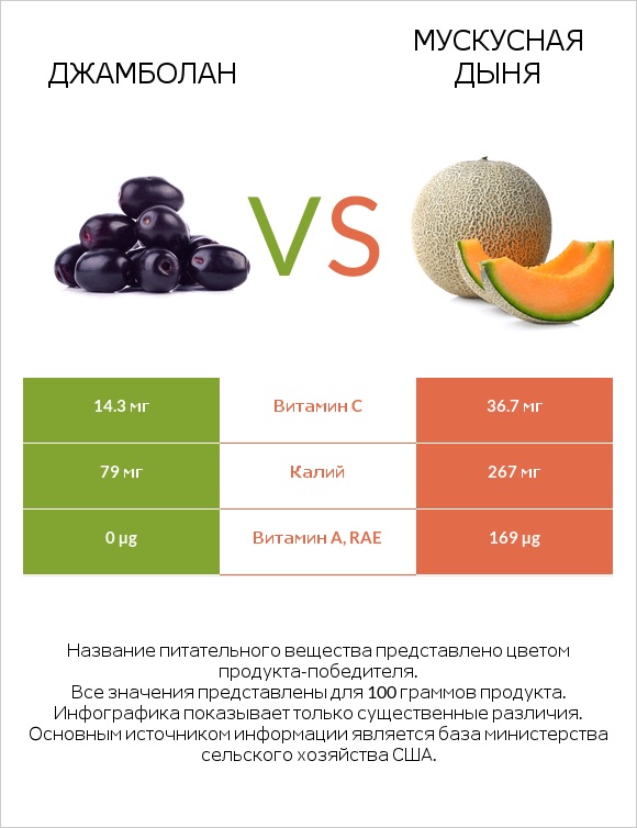 Джамболан vs Мускусная дыня infographic