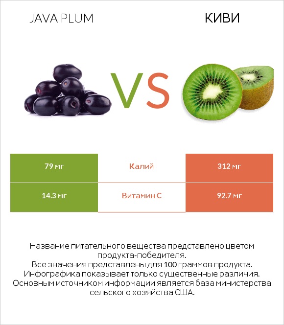 Java plum vs Киви infographic