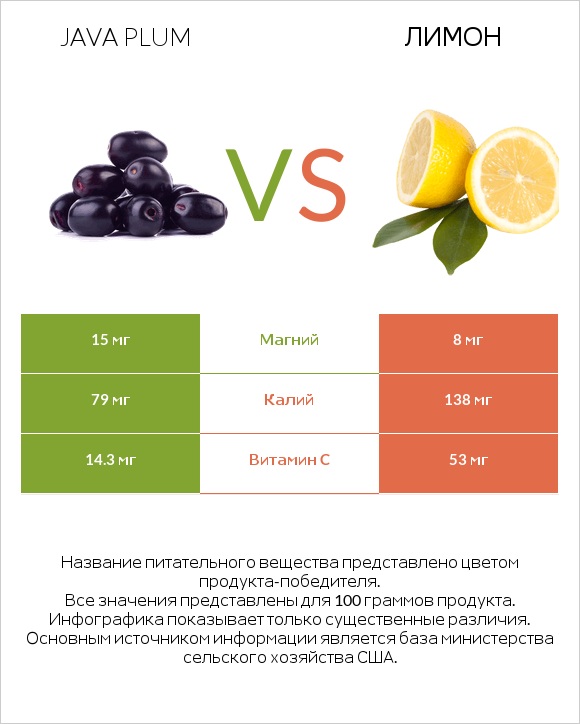 Java plum vs Лимон infographic