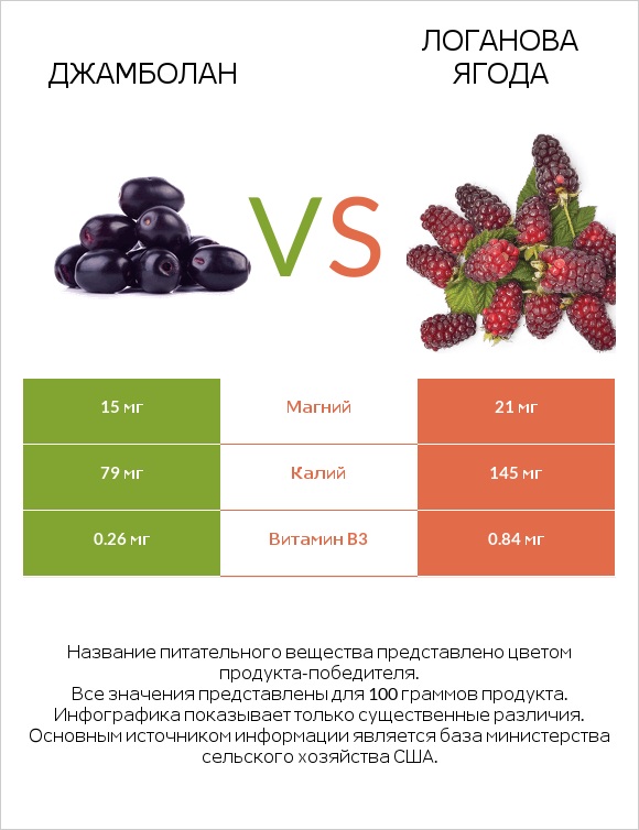 Джамболан vs Логанова ягода infographic