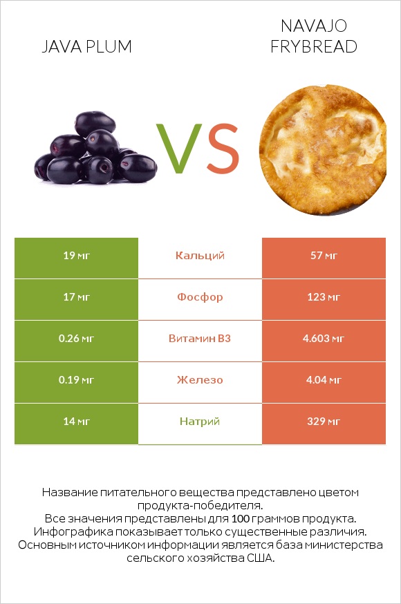 Java plum vs Navajo frybread infographic