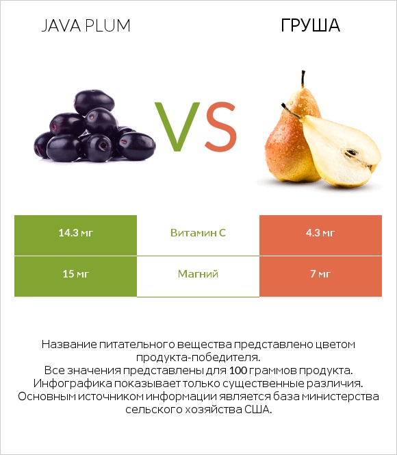 Java plum vs Груша infographic