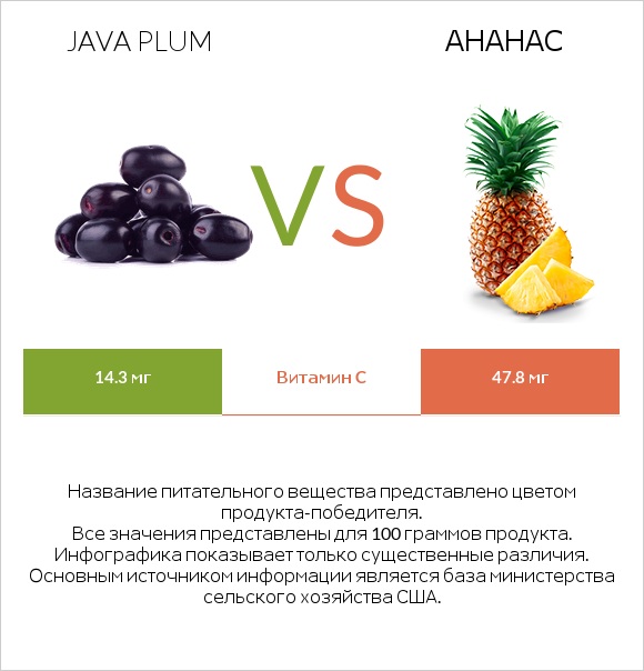Java plum vs Ананас infographic