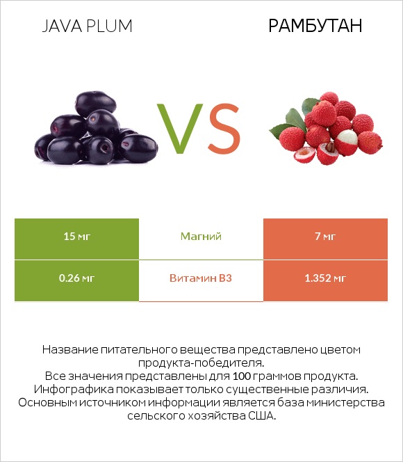 Java plum vs Рамбутан infographic