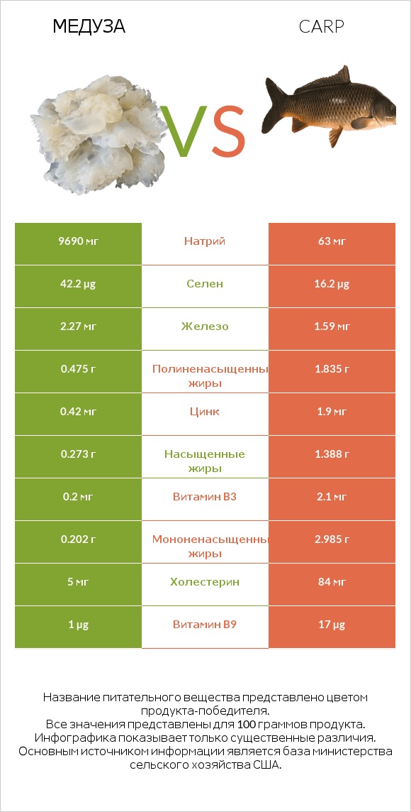 Медуза vs Carp infographic