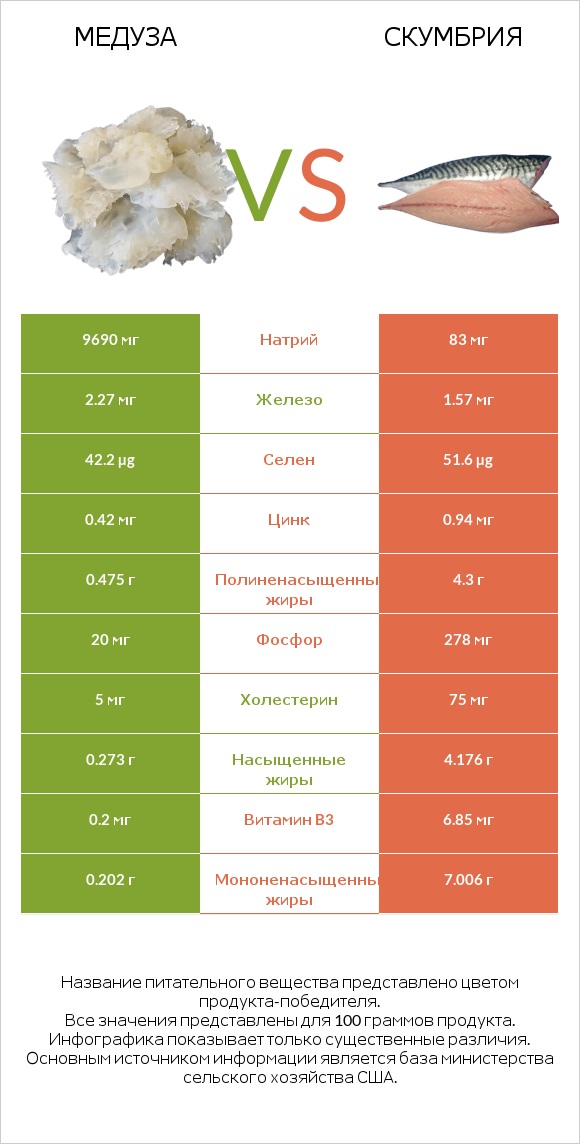 Медуза vs Скумбрия infographic