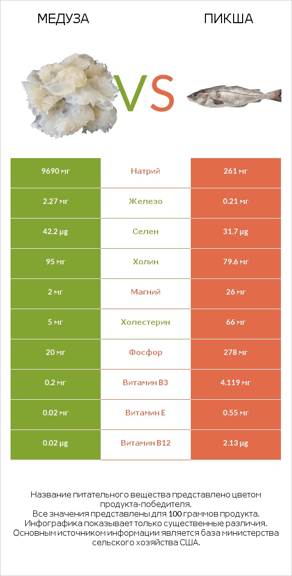 Медуза vs Пикша infographic