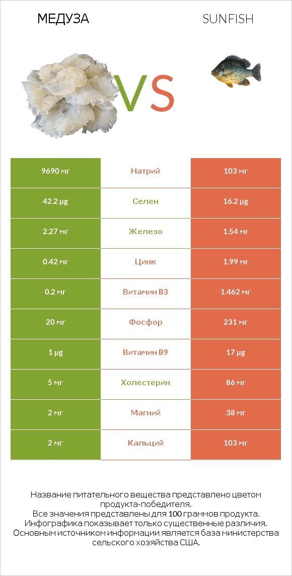 Медуза vs Sunfish infographic