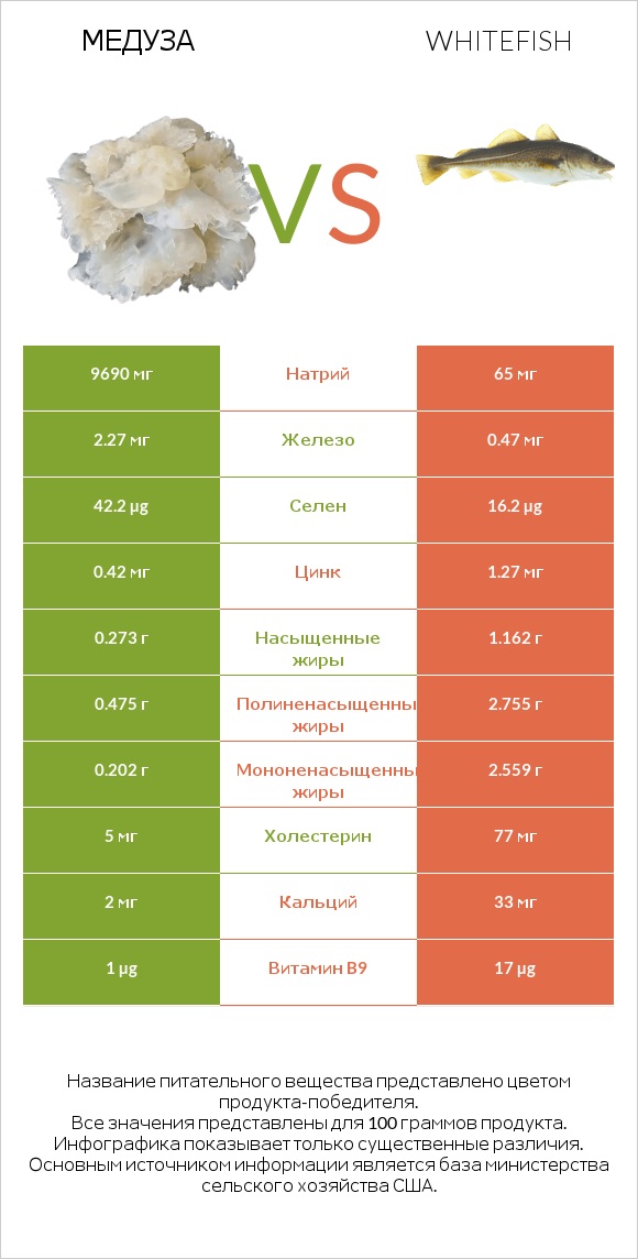 Медуза vs Whitefish infographic