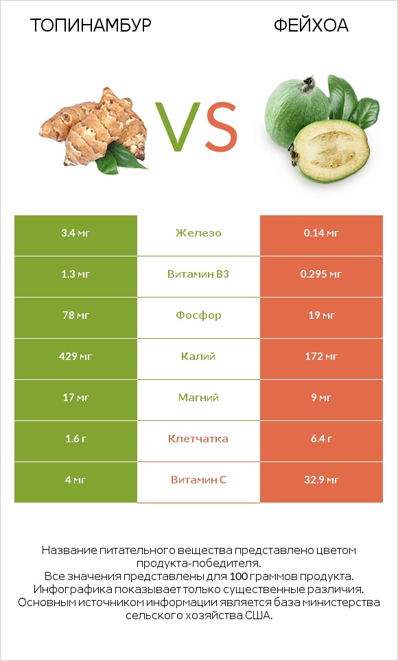 Топинамбур vs Фейхоа infographic
