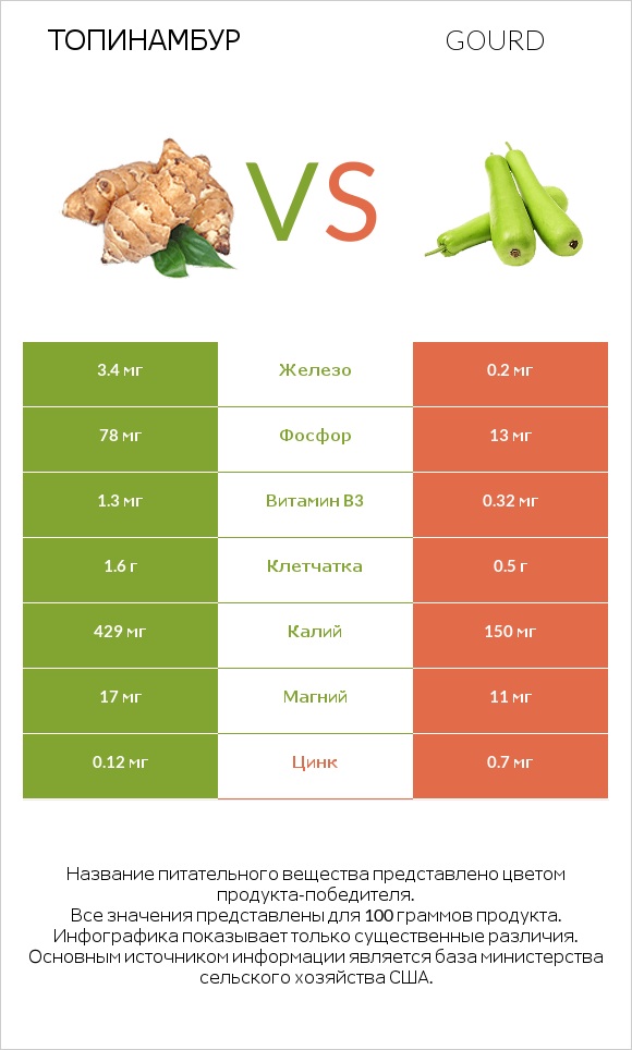 Топинамбур vs Gourd infographic