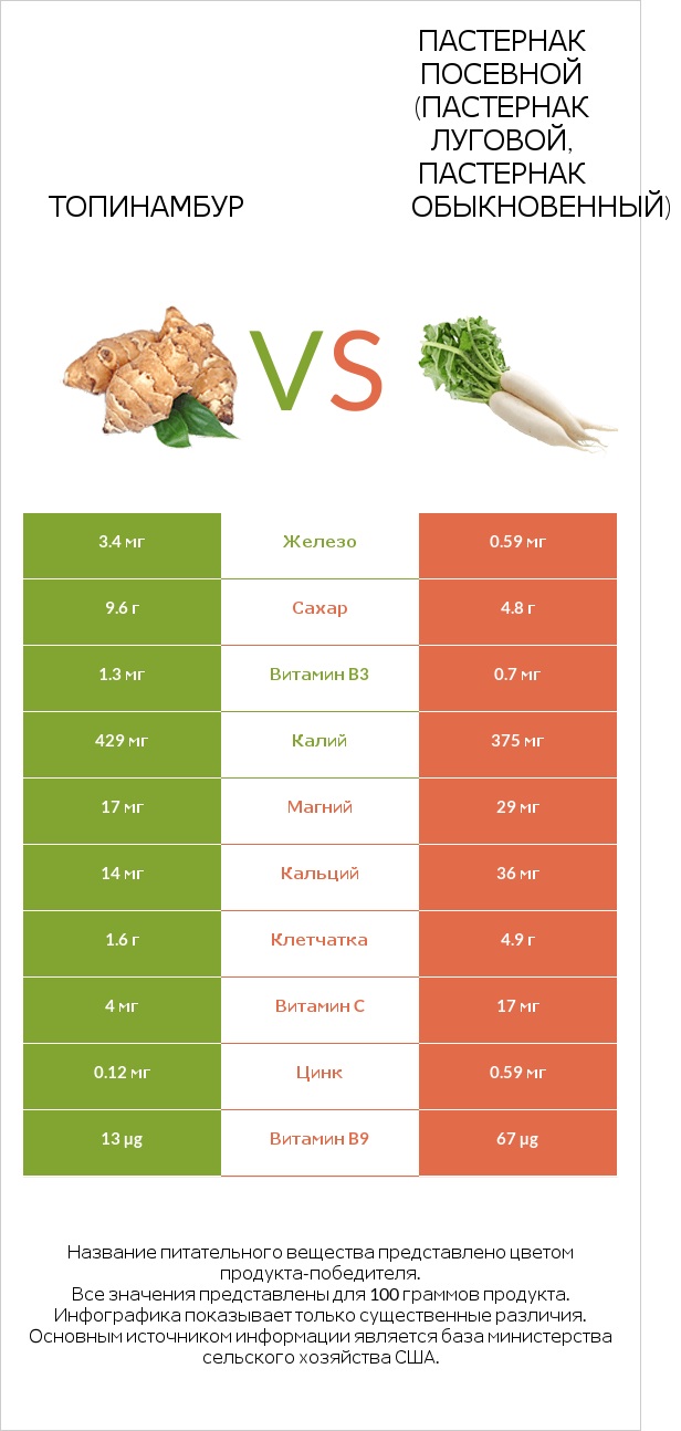 Топинамбур vs Пастернак infographic