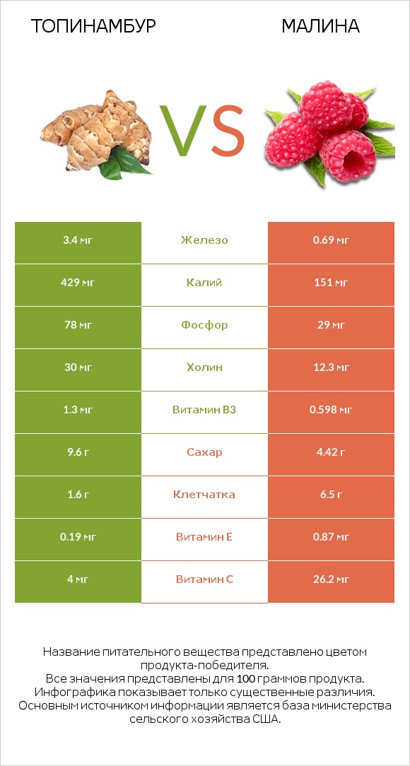 Топинамбур vs Малина infographic