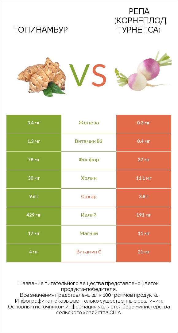 Топинамбур vs Турнепс (репа) infographic