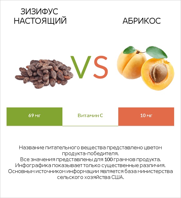 Зизифус настоящий vs Абрикос infographic