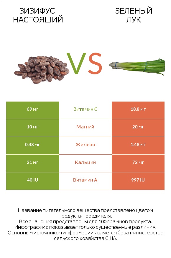 Зизифус настоящий vs Зеленый лук infographic