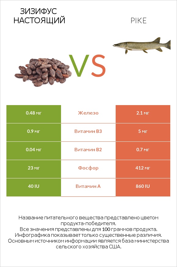 Зизифус настоящий vs Pike infographic
