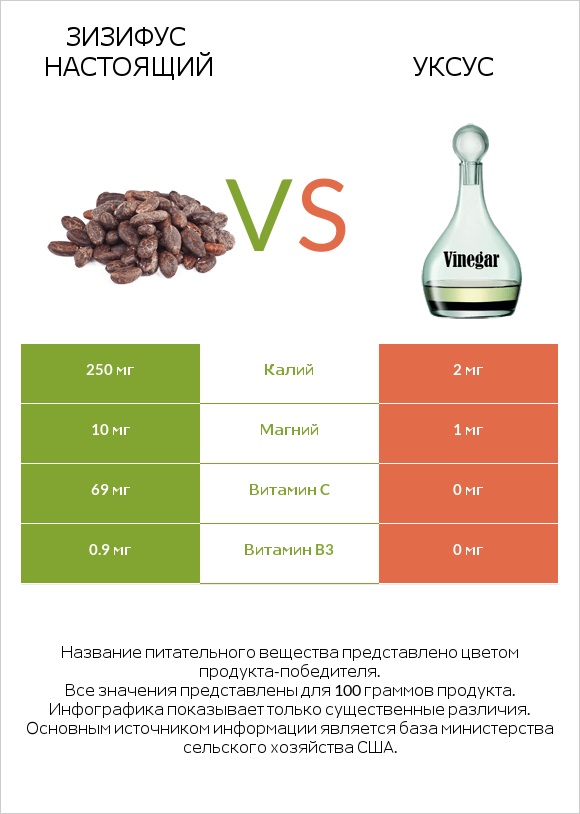 Зизифус настоящий vs Уксус infographic