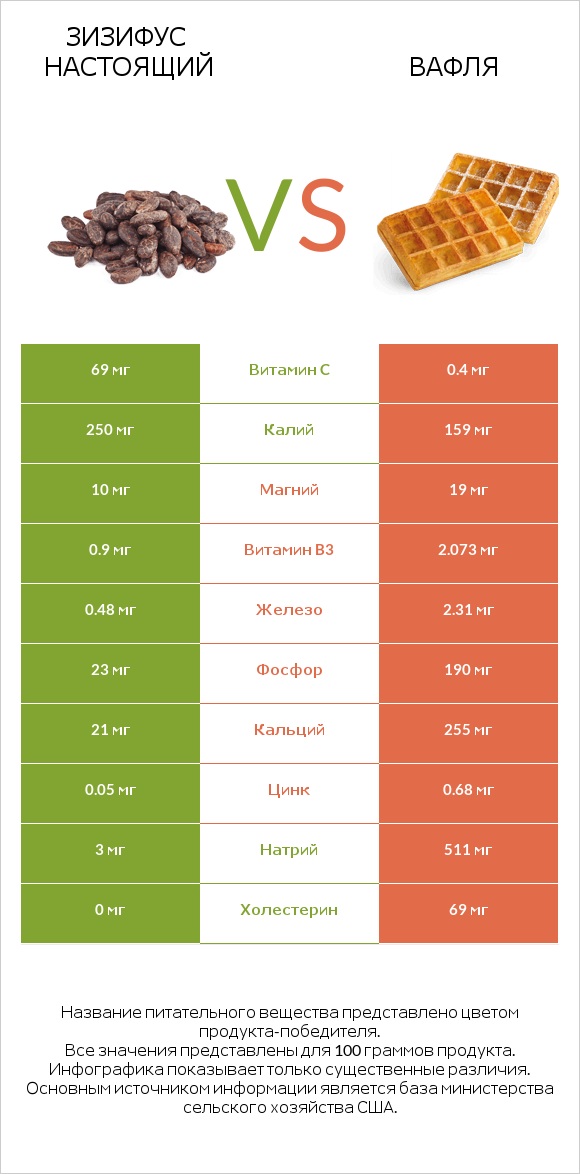 Зизифус настоящий vs Вафля infographic